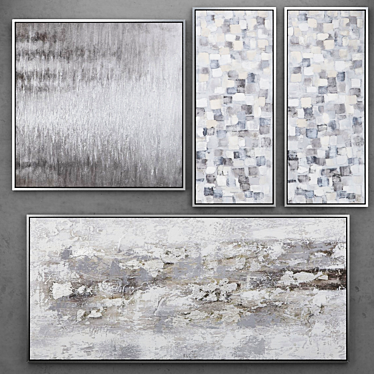 Title: Silver Abstract Paintings | Modern Art 3D model image 1 