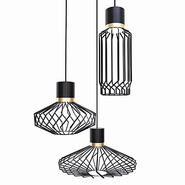 Modern Black Suspended Chandeliers Nowodvorski 3D model image 1 