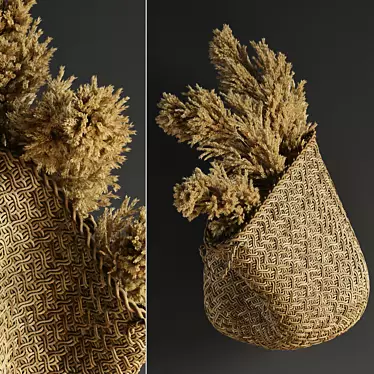 Elegant Pampas Flower Handbasket 3D model image 1 