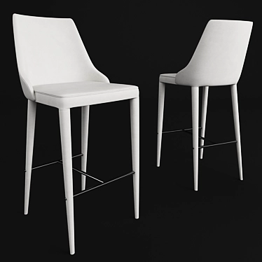 Sleek White Leather Bar Stool 3D model image 1 