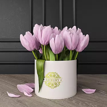 Title: Trio Tulip Bouquet in Chic Box 3D model image 1 