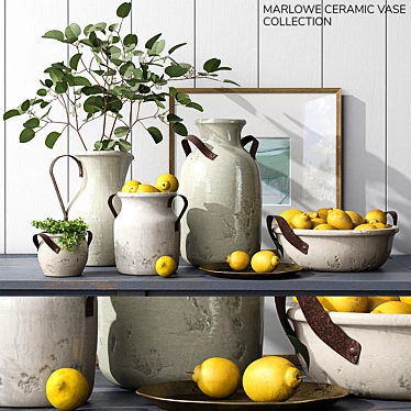 Elegant Marlowe Ceramic Vases 3D model image 1 