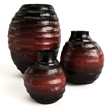 Elegant Red Smoke Glass Vases 3D model image 1 