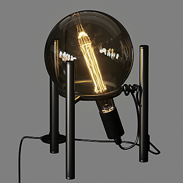 Saturn Table Lamp: Sleek Metal Design 3D model image 1 