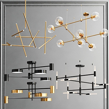 Sleek Elegance: New Minimalist Chandelier Collection 3D model image 1 