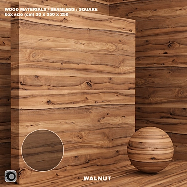 Seamless Wood & Walnut Material Set 3D model image 1 