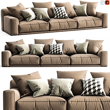 Poliform Seoul Paris 3 - Modern Modular Sofa Set 3D model image 1 