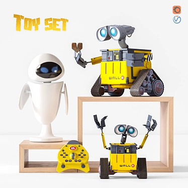 Modular Toy Shelf and Robot Set 3D model image 1 
