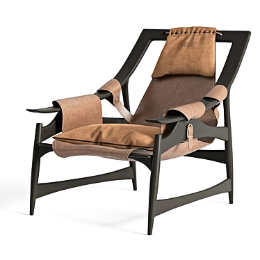 Modern Smoky Grey Leather Armchair 3D model image 1 