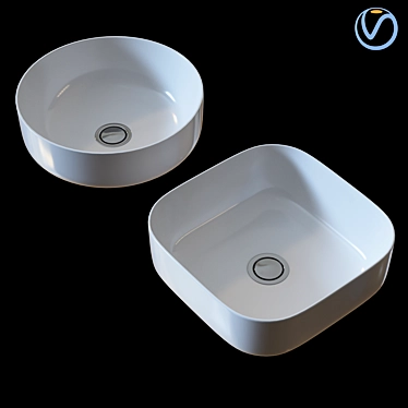 Artisan Above Counter Basins: Square & Round 3D model image 1 