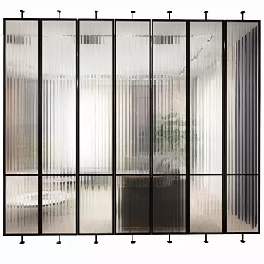 Rotating Metal Partition with Frosted Glass 3D model image 1 