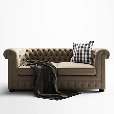 Elegant Chesterfield Sofa, Multiple Finishes 3D model image 1 