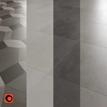 Modern Concrete Floor Tiles 3D model image 1 