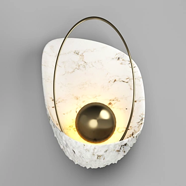 Golden Art-Deco Clam Pendant 3D model image 1 