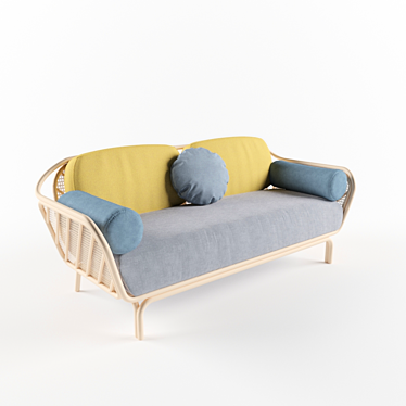 Elegant Rattan BÔA Sofa 3D model image 1 