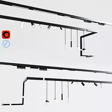 Versatile Ceiling Track Lighting 3D model image 1 