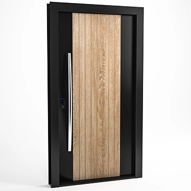 Elegant Black Wood Entrance Door 3D model image 1 