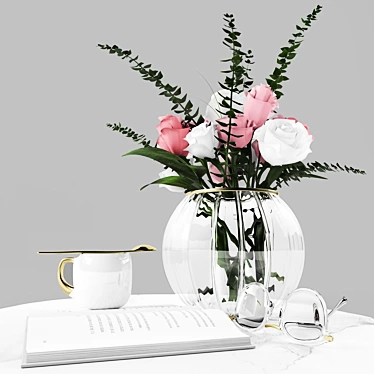 Elegant Rose Decor Set 3D model image 1 