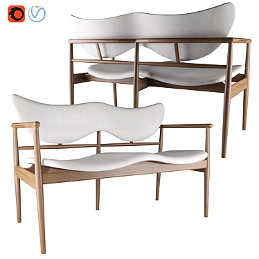 Modern Organic Sofa-Bench by Finn Juhl 3D model image 1 