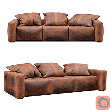 Luxury Genuine Leather Sofa 3D model image 1 