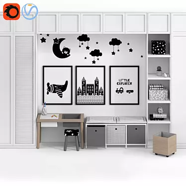 Scandinavian Kid Room Set 3D model image 1 