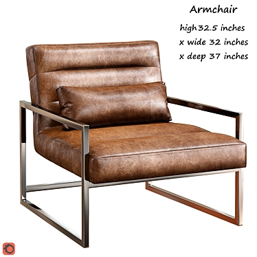 Delancy Loft Masculine Brown Leather Armchair 3D model image 1 