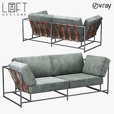 Sleek Metal and Fabric Sofa: LoftDesigne 1451 3D model image 1 