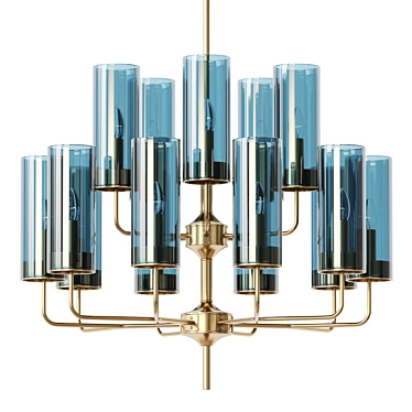 Midcentury Delphy 15-Light Chandelier 3D model image 1 