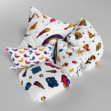 Colorful Soft Pillows Set 3D model image 1 