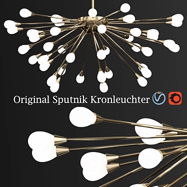 Vintage Sputnik Pendant Chandelier 3D model image 1 