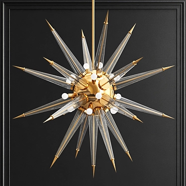 Brass Sputnik Chandelier: Elegant Murano Glass Spikes 3D model image 1 