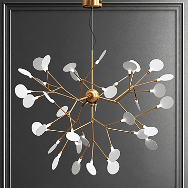 Luxurious Heracleum Gold Chandelier 3D model image 1 