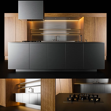 Sleek Arclinea Inspired Kitchen 3D model image 1 