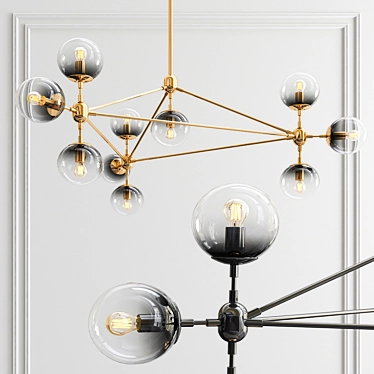 Sleek Smoky Glass Chandelier 3D model image 1 