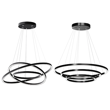 Sleek 32" Triple Ring LED Pendant 3D model image 1 