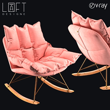 Modern LoftArm Metal/Wood Fabric Chair 3D model image 1 