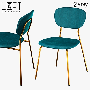 Elegant Metal and Fabric Chair 3D model image 1 