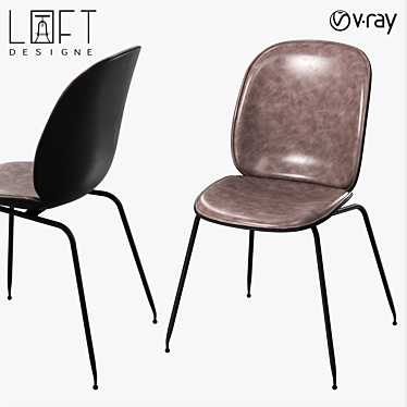 Sleek Metal and Faux Leather Chair 3D model image 1 