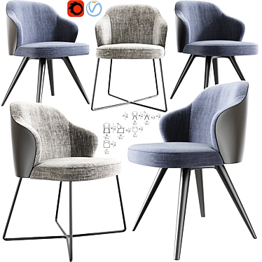 Modern Leslie Dining Chairs Set - Stylish and Functional 3D model image 1 