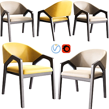 Modern Upholstered Kolob Accent Chair 3D model image 1 