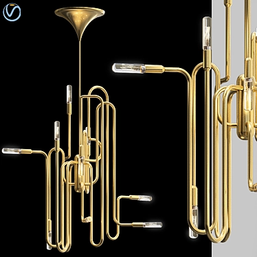 Sleek Elegance: Milano Chandelier 3D model image 1 