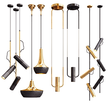 Elegant Hanging Lights Set 3D model image 1 