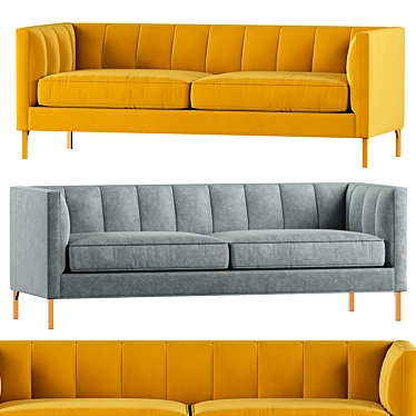 Vienna Sofa: Luxurious Comfort in Yellow & Grey 3D model image 1 