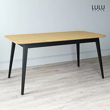 Premium Solid Oak Dining Table 3D model image 1 