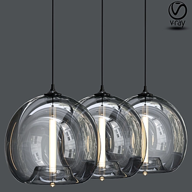 Handblown Gray Stamen Pendant Light 3D model image 1 