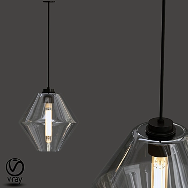 Handblown Crystal Pendant Light 3D model image 1 