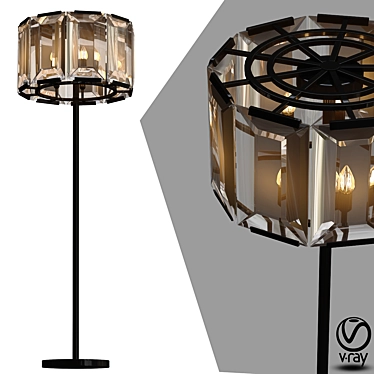 Amber Crystal Round Floor Lamp 3D model image 1 