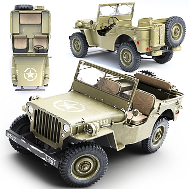 Vintage Low Poly Willys Model 3D model image 1 