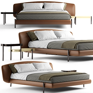 Elegant ERMIONE Bed 3D model image 1 