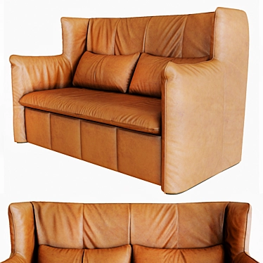 Mid-Century Leather Love Seat by Gerard van den Berg 3D model image 1 